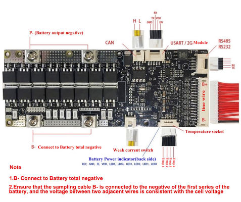 Batterie-Satz BMS RS485 RS232 72V 20S BMS 200A der Batterie-BMS Board 3S-20S